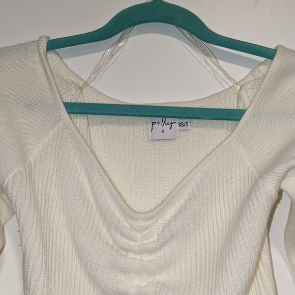 (187) Scrunchy White Sweater Dress - Picture 7 of 8